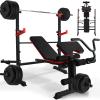 Arlopu 900LBS 6-in-1 Adjustable Weight Bench Set W/Leg Extension and Preacher Curl, Multi-Function, Olympic Foldable Bench Press Set W/2" Pegs and 40 Squat Rack, Flat Exercise Workout for Home Gym view 1
