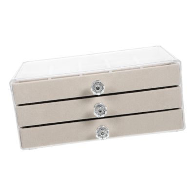 OFFSCH 45grid Jewelry Organizer Box with Clear Lid Storage Tray for Earrings Necklaces and Stackable Tabletop Jewelry Display Travel-friendly