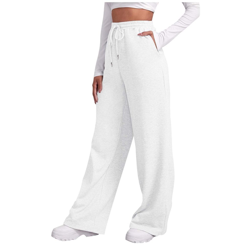 Sweatpants for Girls Baggy Wide Leg High Waisted Fleece Joggers with Pockets Trendy Casual Comfy Track Pants