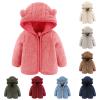 Baby Girls Bear Ears Shape Wool Long Sleeve Zipper Up Hooded Jacket Sweatshirt Outwear Cardigan Fall Winter Clothes (A-C, 18-24 Months) view 2