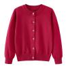 Girl's Crewneck Lightweight Button Cardigan Long Sleeve Knit Sweater Casual Cute Outerwear Toddler for Fall Winter (Red, 7-9 Years) view 1