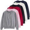 Girl's Crewneck Lightweight Button Cardigan Long Sleeve Knit Sweater Casual Cute Outerwear Toddler for Fall Winter (Red, 7-9 Years) view 3