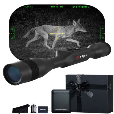 ATN X-Sight 5 Ultra HD 4K+ Smart Day & Night Vision Scope with Built-In Ballistic Calculator | One Shot Zero, Recoil Activated Dual Stream Video, Slow Motion 240 FPS | Exclusive Signature Series Kit