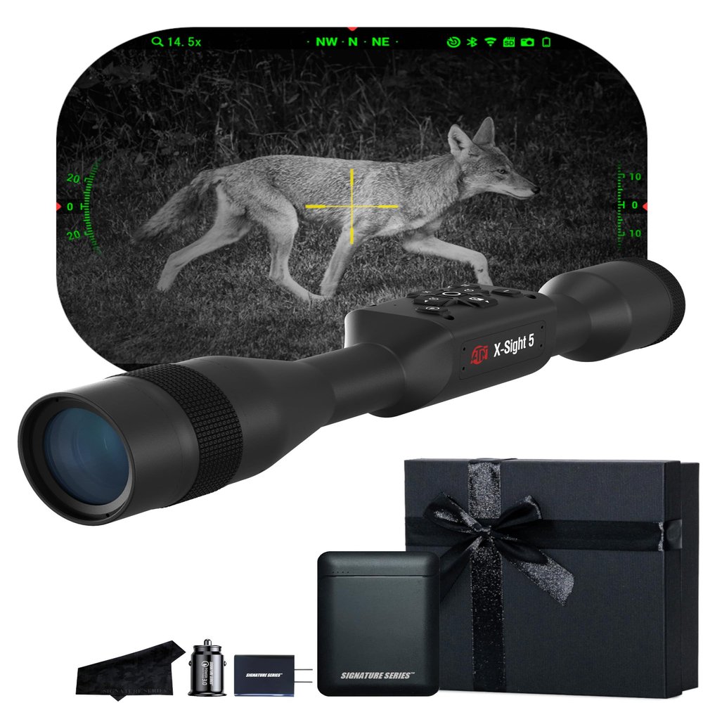 ATN X-Sight 5 Ultra HD 4K+ Smart Day & Night Vision Scope with Built-In Ballistic Calculator | One Shot Zero, Recoil Activated Dual Stream Video, Slow Motion 240 FPS | Exclusive Signature Series Kit