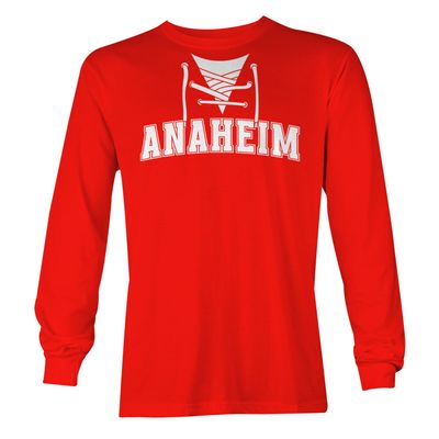 Anaheim - Sports City Hockey Unisex Long Sleeve Shirt (Red, XXX-Large)