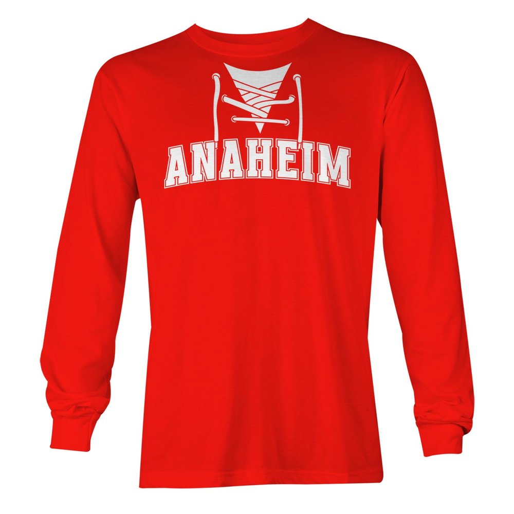 Anaheim - Sports City Hockey Unisex Long Sleeve Shirt (Red, XXX-Large)