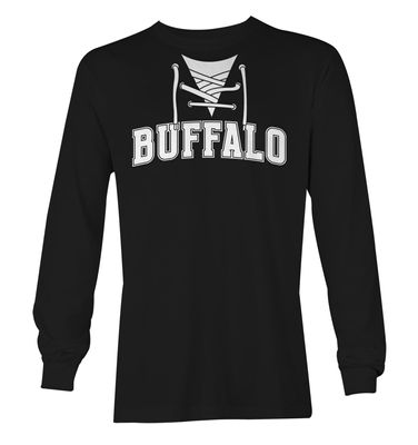 Buffalo - Sports City Hockey Unisex Long Sleeve Shirt (Black, XXX-Large)