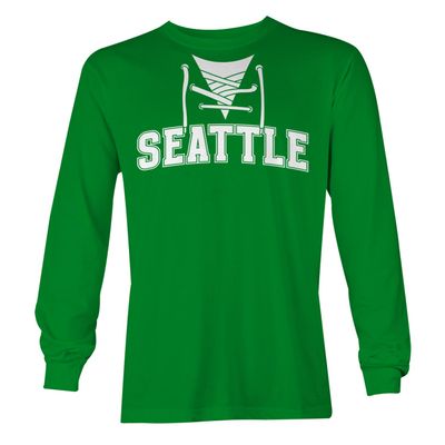 Seattle - Sports City Hockey Unisex Long Sleeve Shirt (Kelly, XX-Large)