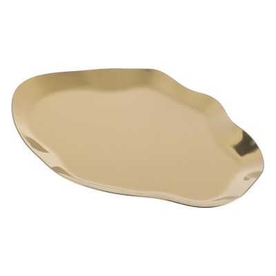 Garneck Jewelry Dish Decorative Trinket Plate Ring Holder Earring Display Tray Fruit Serving Tray Stainless Steel Gold