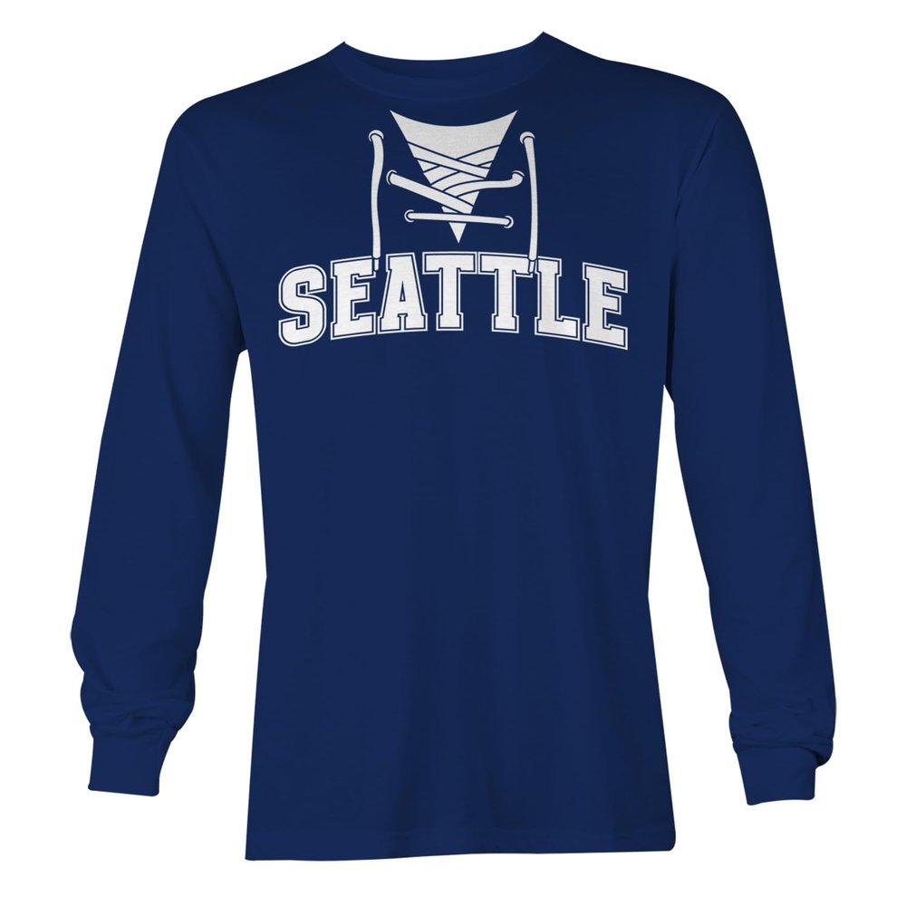 Seattle - Sports City Hockey Unisex Long Sleeve Shirt (Navy, XX-Large)