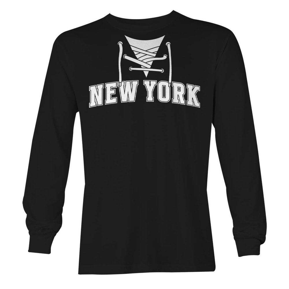 New York - Sports City Hockey Unisex Long Sleeve Shirt (Black, Large)