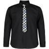 Nautica Boys' Long Sleeve Button-Down Collared Dress Shirt with Tie, Black, 18 view 1