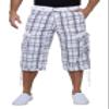 X RAY Men's Belted Long Cargo Shorts for Men, Below Knee Length Mens Cargo Shorts, 3/4 Pants (Big and Tall Shorts for Men) Plaid White 33 view 1