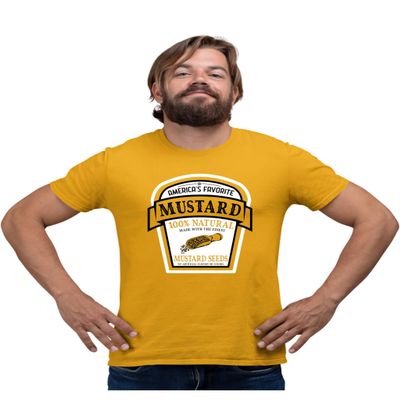 Go All Out 4X-Large Gold Mens Mustard Label Funny Group Halloween Costume T-Shirt