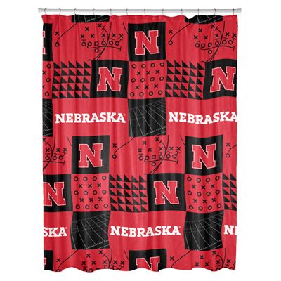 Northwest NCAA Colorblock Shower Curtain, Nebraska Cornhuskers