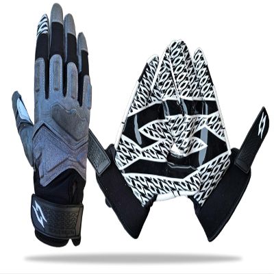 Ghost Padded Football Receiver Gloves - Padded Stealth Football Gloves with Elite Tacky Grip Palms Battle College Receiver Be a Villain Not a Joker with Youth Kid, Men Boys (Ghost Gray, Adult Small)