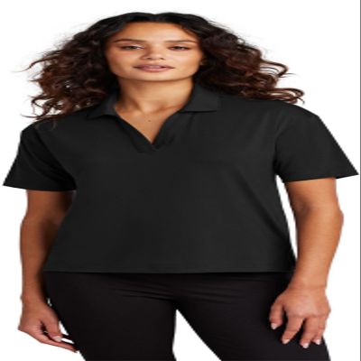 Mercer+Mettle Women's Stretch Jersey Polo | Short Sleeve Work Polo for Women, Moisture Wicking Jersey Shirt, Deep Black, 3X-Large