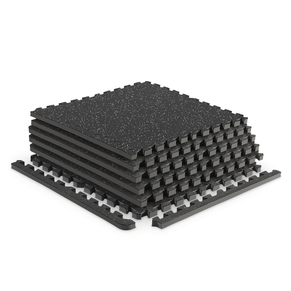Marcy Interlocking Dual Density Rubber Top EVA Foam Home Gym Floor Mat for Exercise Equipment & Accessories MAT-46