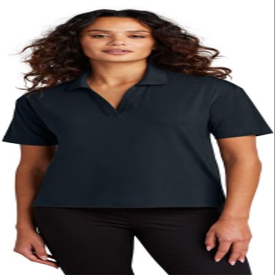 Mercer+Mettle Women's Stretch Jersey Polo | Short Sleeve Work Polo for Women, Moisture Wicking Jersey Shirt, Night Navy, 4X-Large