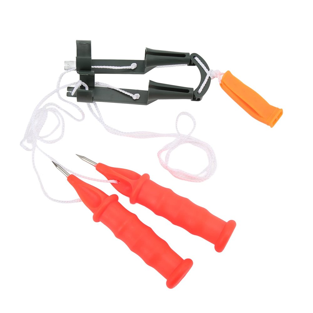 Winter Ice Fishing Safety Kit 2Pcs Ice Picks with Emergency Whistle, Essential Life Saving Tackle Tool (White Rope)