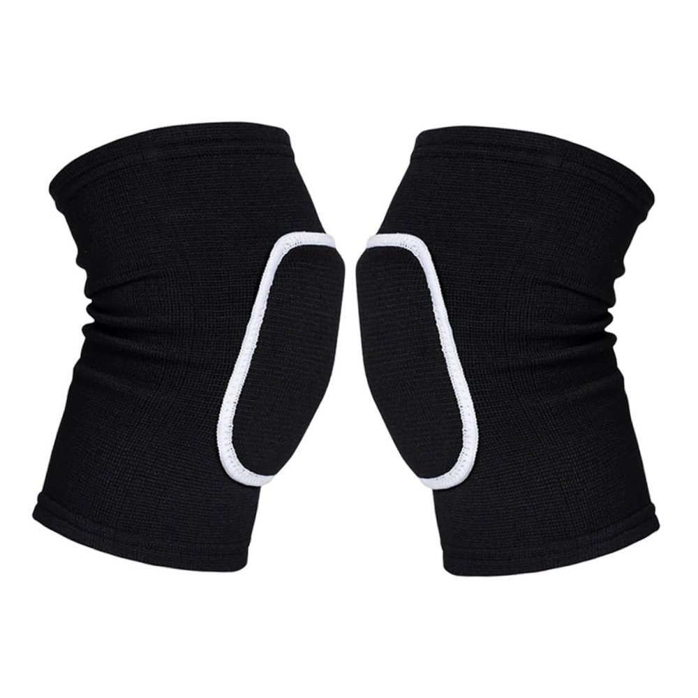 TOBBOMEY Thick Knee Pads for Volleyball Dance Skating Anti-slip Support for Girls and Women Flexible Breathable Multi-sport Use Black with White Trim
