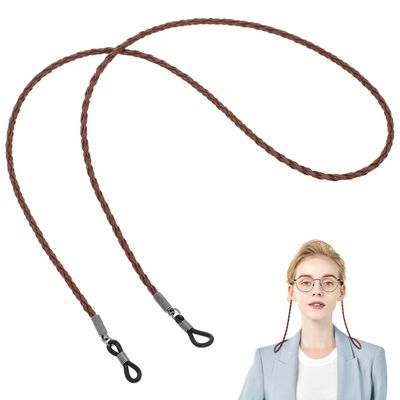 TENDYCOCO Anti-Skid Eyeglasses Holder Strap Cord - Pu Leather Glasses Chain Lanyard for Outdoor Sports, Men, Women, Kids - Comfortable and Adjustable Neck Strap (Brown)