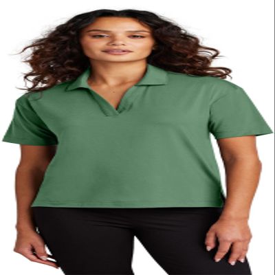 Mercer+Mettle Women's Stretch Jersey Polo | Short Sleeve Work Polo for Women, Moisture Wicking Jersey Shirt, Sage, Medium