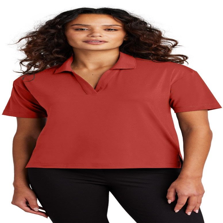 Mercer+Mettle Women's Stretch Jersey Polo | Short Sleeve Work Polo for Women, Moisture Wicking Jersey Shirt, Terracotta, Small