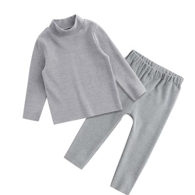 Winter 2 Sets Thermal Underwear for Boys Girls Long Warm Fleece Lined Athletic Base Layer Tops (Grey, 18-24 Months)