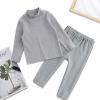 Winter 2 Sets Thermal Underwear for Boys Girls Long Warm Fleece Lined Athletic Base Layer Tops (Grey, 18-24 Months) view 3