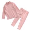 Winter 2 Sets Thermal Underwear for Boys Girls Long Warm Fleece Lined Athletic Base Layer Tops (Pink, 12-18 Months) view 1