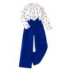 Girl's 2 Piece Outfits High Neck Puff Long Sleeve Dress Loose Blouses Tops Shirts and Wide Leg Pants (Blue, 9 Years) view 1