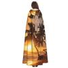 YKJJFVZ Palm Tree Print Rogue Cosplay Adult Halloween Witch Hooded Cloak Cape Unisex Costume For Horror Parties Masquerade view 4