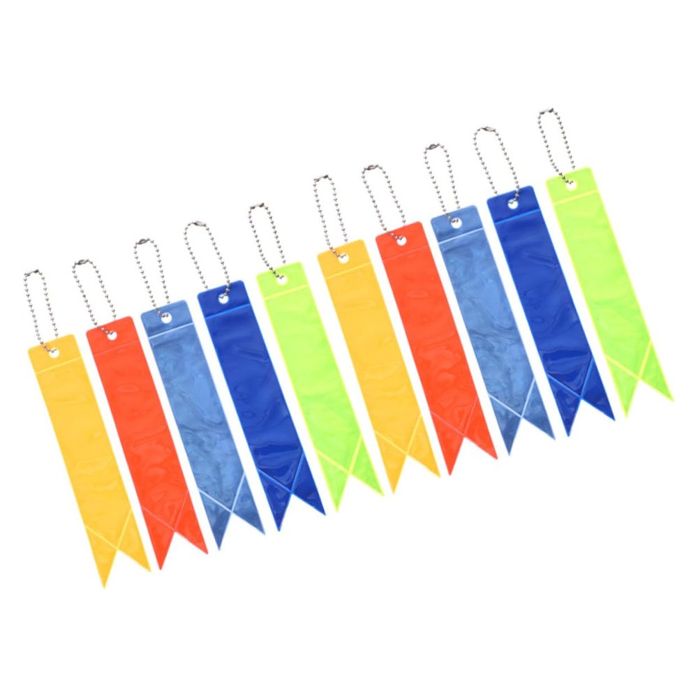 BESPORTBLE 10pcs Reflective Keychain Holders Stylish Nighttime Visibility Straps Fluorescent Dark Key for Fashion