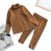 Winter 2 Sets Thermal Underwear for Boys Girls Long Warm Fleece Lined Athletic Base Layer Tops (Coffee, 4-5 Years) view 3