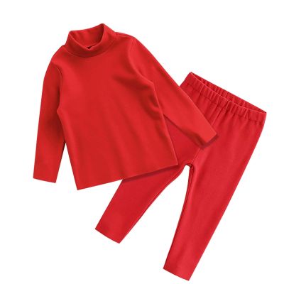 Winter 2 Sets Thermal Underwear for Boys Girls Long Warm Fleece Lined Athletic Base Layer Tops Legging (Red, 5-6 Years)
