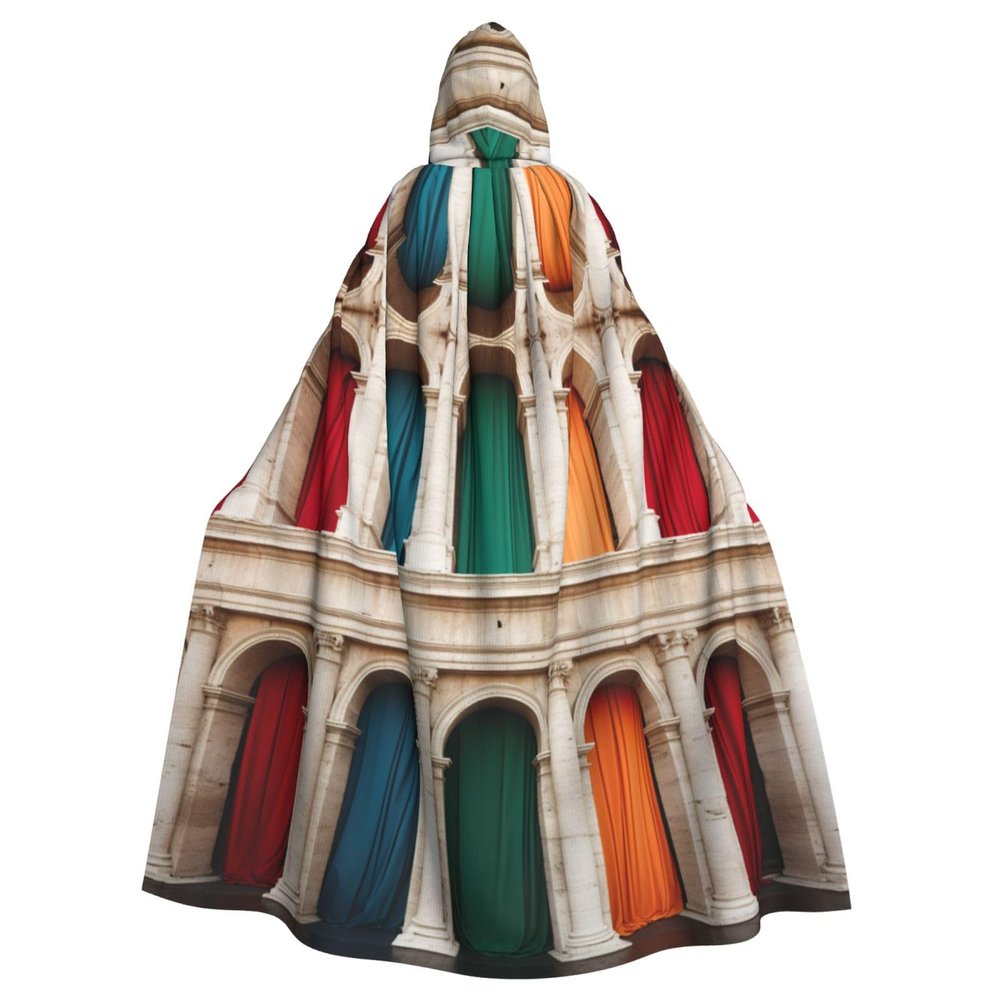 YKJJFVZ Italy Flag Print Rogue Cosplay Adult Halloween Witch Hooded Cloak Cape Unisex Costume For Horror Parties Masquerade