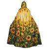 YKJJFVZ Oil Painting Sunflower Print Rogue Cosplay Adult Halloween Witch Hooded Cloak Cape Unisex Costume For Horror Parties Masquerade view 1