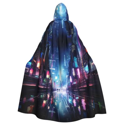 YKJJFVZ Hacker Era Print Rogue Cosplay Adult Halloween Witch Hooded Cloak Cape Unisex Costume For Horror Parties Masquerade