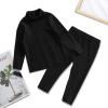 Winter 2 Sets Thermal Underwear for Boys Girls Long Warm Fleece Lined Athletic Base Layer Tops (Black, 3-4 Years) view 3