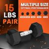 Cast Iron - Chrome Grip Hex Dumbbell - 15 lbs - Pair view 3