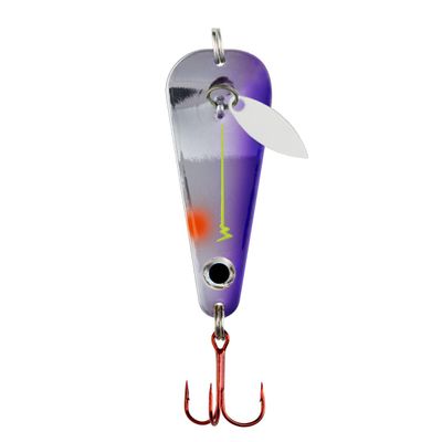 Northland Tackle Ice Fishing Thumper Spoon, Stamped Brass Flutter Spoon Ice Fishing Lure for Walleye, Crappie, & More, 10 Colors, Purple Racecar, 1/4 Oz