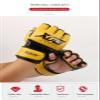 WIVKS MMA Gloves Grappling Sparring for Men Women, Taekwondo Boxing Muay Thai Martial Arts Training Gloves, Half Finger Adjustable Mitts Kickboxing Fighting Punching Bag Workout (Yellow,Medium) view 3
