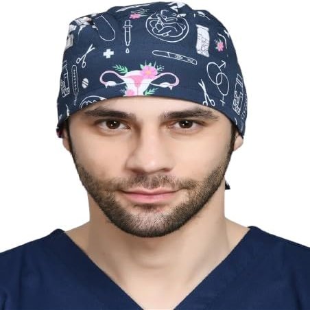 Surgical Scrub Caps for Women Men Nurse Nursing Hats Surgery Medical Head Cap Surgical Dental Hair Doctors Hospitals Head Covers Pure Cotton Tie Back Adjustable Elastic with Soft Sweat Patch Free Size