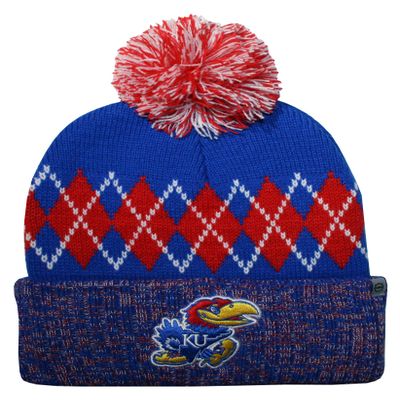 Franchise Club Kansas Jayhawks College The Blur Knit Hat with Pom Blue