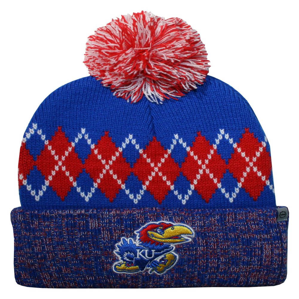 Franchise Club Kansas Jayhawks College The Blur Knit Hat with Pom Blue
