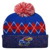 Franchise Club Kansas Jayhawks College The Blur Knit Hat with Pom Blue view 1