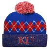 Franchise Club Kansas Jayhawks College The Blur Knit Hat with Pom Blue view 2