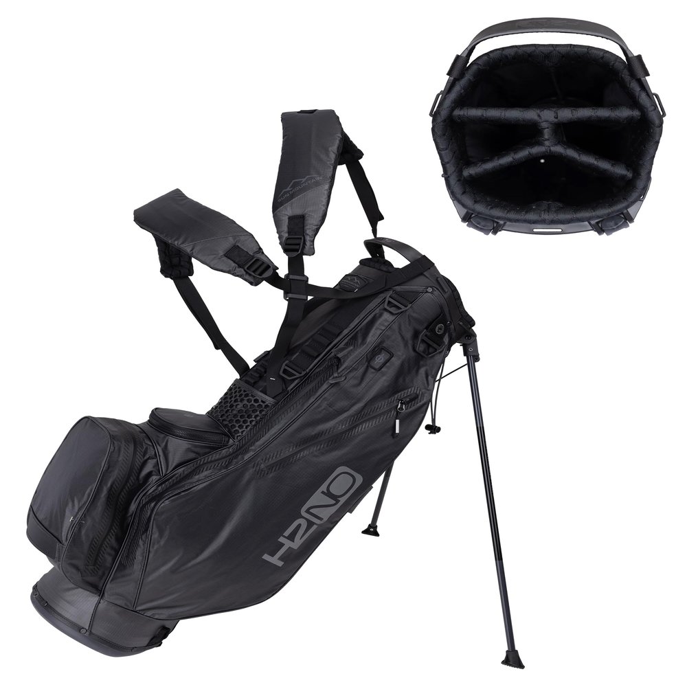 Sun Mountain H2NO Litespeed Stand Bag - Durable Golf Stand Bag with a Four-Way Top and Ergonomic Handle for Ultimate Convenience - Lightweight with Nine Pockets for Spacious Storage - Steel-Black