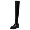 Platform Tight High Boots for Women Stretch Leather Chunky Slip On Flats Over The Knee Boots Winter Long Boots view 4